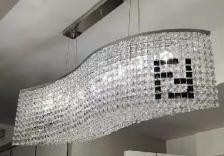 Stylish 400mm High Rectangle Crystal Chandelier with Metal Finish for Dining Room in Silver/Gold