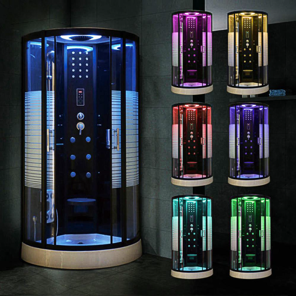 Premium Shower Room with Steam Function Grey Glass and Massage Jets for Modern Bathrooms