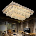 High-End Silver Rectangle Dimmable LED Crystal Chandelier